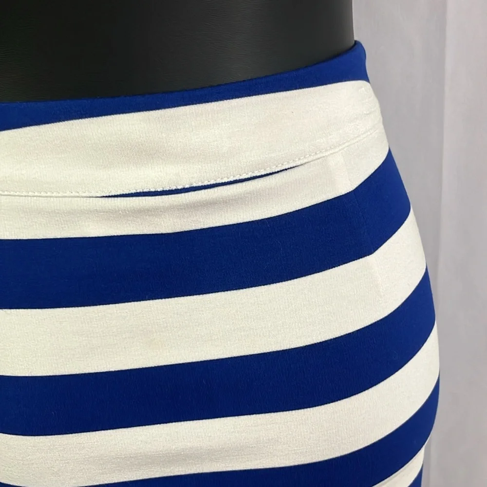 NWT Banana Republic Royal Blue & White Striped Ponte Knit Side Slit Pencil Skirt - Picture 12 of 16